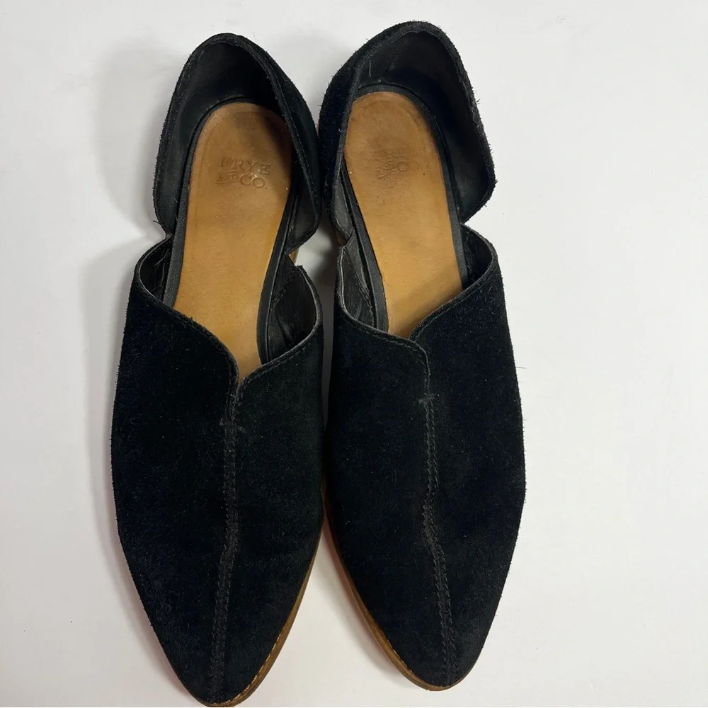Frye And Co Fenn D'Orsay Black Suede Flats SZ 8